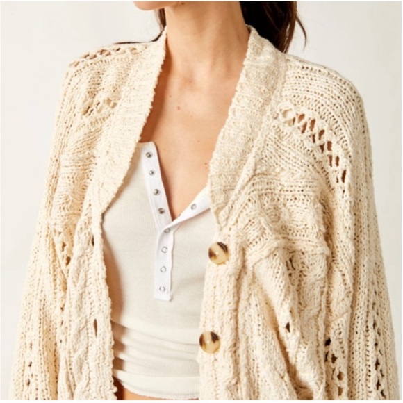 🆕Free People Cable Cardigan Sweater - Picture 8 of 15